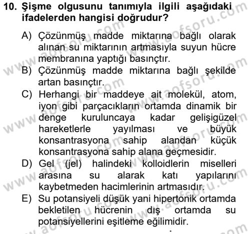 Toprak Bilgisi ve Bitki Besleme Dersi 2012 - 2013 Yılı (Final) Dönem Sonu Sınav Soruları 10. Soru