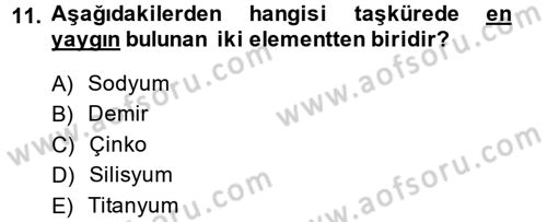 Toprak Bilgisi ve Bitki Besleme Dersi 2013 - 2014 Yılı (Vize) Ara Sınav Soruları 11. Soru