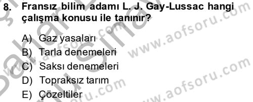 Toprak Bilgisi ve Bitki Besleme Dersi 2013 - 2014 Yılı (Final) Dönem Sonu Sınav Soruları 8. Soru