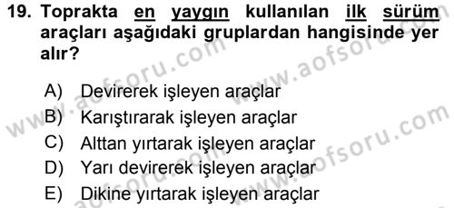 Toprak Bilgisi ve Bitki Besleme Dersi 2015 - 2016 Yılı (Vize) Ara Sınav Soruları 19. Soru