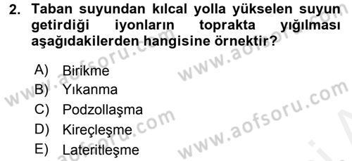 Toprak Bilgisi ve Bitki Besleme Dersi 2015 - 2016 Yılı (Vize) Ara Sınav Soruları 2. Soru