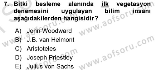 Toprak Bilgisi ve Bitki Besleme Dersi 2015 - 2016 Yılı (Final) Dönem Sonu Sınav Soruları 7. Soru