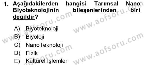 Toprak Bilgisi ve Bitki Besleme Dersi 2017 - 2018 Yılı 3 Ders Sınav Soruları 1. Soru