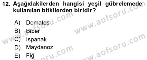 Toprak Bilgisi ve Bitki Besleme Dersi 2017 - 2018 Yılı 3 Ders Sınav Soruları 12. Soru