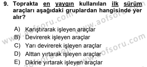 Toprak Bilgisi ve Bitki Besleme Dersi 2017 - 2018 Yılı 3 Ders Sınav Soruları 9. Soru