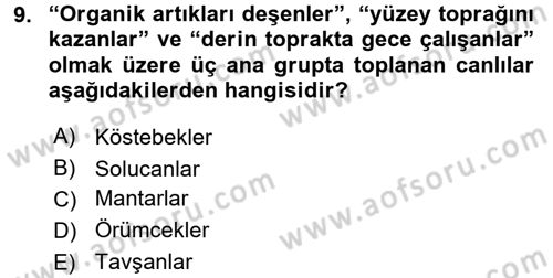 Toprak Bilgisi ve Bitki Besleme Dersi 2017 - 2018 Yılı (Vize) Ara Sınav Soruları 9. Soru