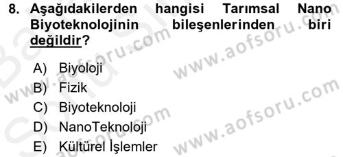 Toprak Bilgisi ve Bitki Besleme Dersi 2017 - 2018 Yılı (Final) Dönem Sonu Sınav Soruları 8. Soru