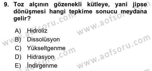 Toprak Bilgisi ve Bitki Besleme Dersi 2020 - 2021 Yılı Yaz Okulu Sınav Soruları 9. Soru