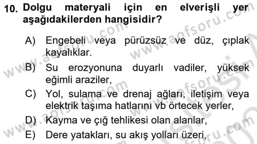 Toprak Bilgisi ve Bitki Besleme Dersi 2021 - 2022 Yılı (Final) Dönem Sonu Sınav Soruları 10. Soru