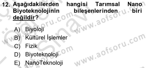 Toprak Bilgisi ve Bitki Besleme Dersi 2021 - 2022 Yılı Yaz Okulu Sınav Soruları 12. Soru