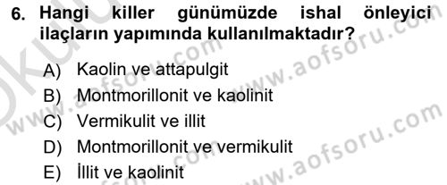 Toprak Bilgisi ve Bitki Besleme Dersi 2021 - 2022 Yılı Yaz Okulu Sınav Soruları 6. Soru