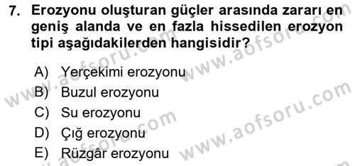 Toprak Bilgisi ve Bitki Besleme Dersi 2021 - 2022 Yılı Yaz Okulu Sınav Soruları 7. Soru