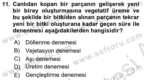 Toprak Bilgisi ve Bitki Besleme Dersi 2022 - 2023 Yılı Yaz Okulu Sınav Soruları 11. Soru