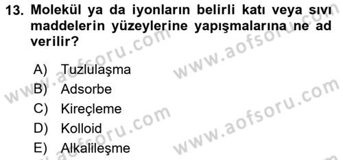 Toprak Bilgisi ve Bitki Besleme Dersi 2022 - 2023 Yılı Yaz Okulu Sınav Soruları 13. Soru