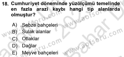 Toprak Bilgisi ve Bitki Besleme Dersi 2023 - 2024 Yılı (Vize) Ara Sınavı 18. Soru