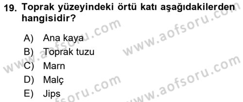 Toprak Bilgisi ve Bitki Besleme Dersi 2023 - 2024 Yılı (Vize) Ara Sınav Soruları 19. Soru