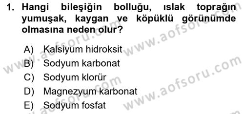 Toprak Bilgisi ve Bitki Besleme Dersi 2023 - 2024 Yılı (Final) Dönem Sonu Sınavı 1. Soru