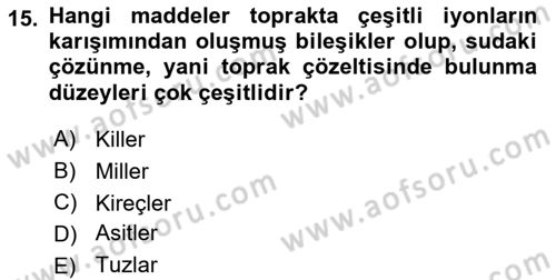 Toprak Bilgisi ve Bitki Besleme Dersi 2024 - 2025 Yılı (Vize) Ara Sınav Soruları 15. Soru