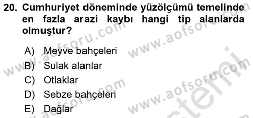 Toprak Bilgisi ve Bitki Besleme Dersi 2024 - 2025 Yılı (Vize) Ara Sınav Soruları 20. Soru