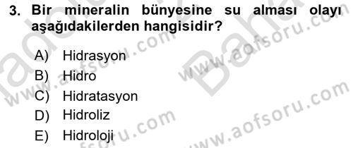 Toprak Bilgisi ve Bitki Besleme Dersi 2024 - 2025 Yılı (Vize) Ara Sınav Soruları 3. Soru