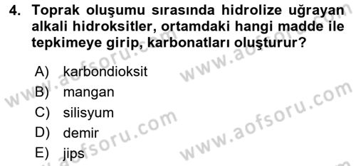 Toprak Bilgisi ve Bitki Besleme Dersi 2024 - 2025 Yılı (Vize) Ara Sınav Soruları 4. Soru