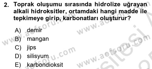 Toprak Bilgisi ve Bitki Besleme Dersi 2024 - 2025 Yılı Yaz Okulu Sınav Soruları 2. Soru