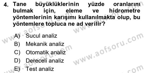 Toprak Bilgisi ve Bitki Besleme Dersi 2024 - 2025 Yılı Yaz Okulu Sınav Soruları 4. Soru