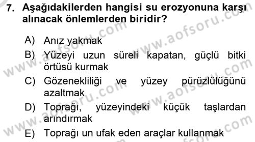 Toprak Bilgisi ve Bitki Besleme Dersi 2024 - 2025 Yılı Yaz Okulu Sınav Soruları 7. Soru
