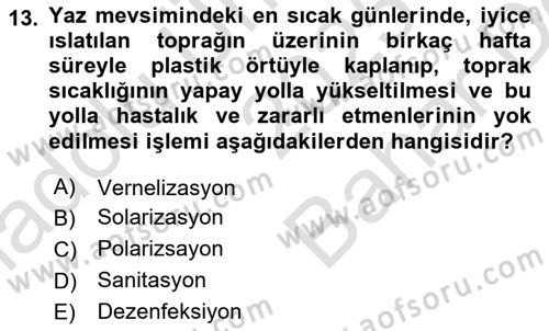 Toprak Bilgisi ve Bitki Besleme Dersi 2025 - 2026 Yılı (Vize) Ara Sınav Soruları 13. Soru