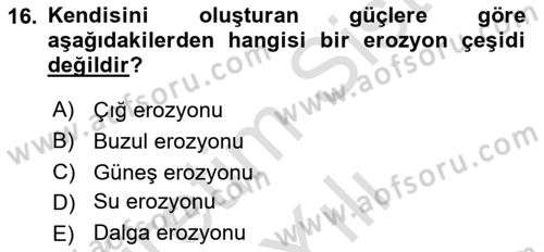 Toprak Bilgisi ve Bitki Besleme Dersi 2025 - 2026 Yılı (Vize) Ara Sınav Soruları 16. Soru