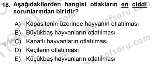 Toprak Bilgisi ve Bitki Besleme Dersi 2025 - 2026 Yılı (Vize) Ara Sınav Soruları 18. Soru