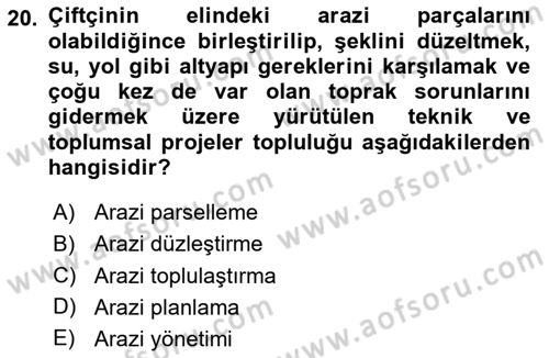 Toprak Bilgisi ve Bitki Besleme Dersi 2025 - 2026 Yılı (Vize) Ara Sınav Soruları 20. Soru