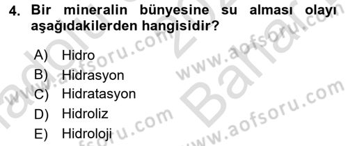 Toprak Bilgisi ve Bitki Besleme Dersi 2025 - 2026 Yılı (Vize) Ara Sınav Soruları 4. Soru