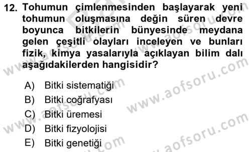 Toprak Bilgisi ve Bitki Besleme Dersi 2025 - 2026 Yılı (Final) Dönem Sonu Sınav Soruları 12. Soru