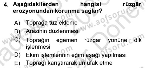 Toprak Bilgisi ve Bitki Besleme Dersi 2025 - 2026 Yılı (Final) Dönem Sonu Sınav Soruları 4. Soru
