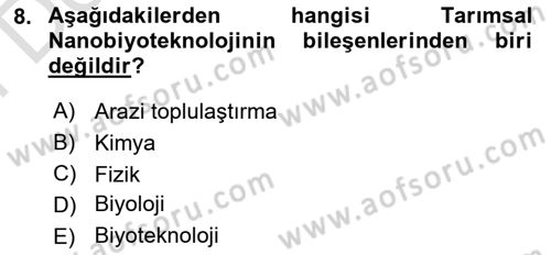 Toprak Bilgisi ve Bitki Besleme Dersi 2025 - 2026 Yılı (Final) Dönem Sonu Sınav Soruları 8. Soru