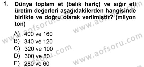 Hayvan Yetiştirme Dersi 2012 - 2013 Yılı (Vize) Ara Sınav Soruları 1. Soru