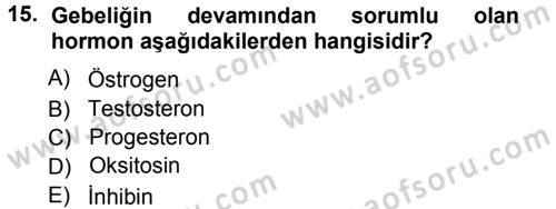 Hayvan Yetiştirme Dersi 2012 - 2013 Yılı (Vize) Ara Sınav Soruları 15. Soru
