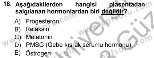 Hayvan Yetiştirme Dersi 2012 - 2013 Yılı (Vize) Ara Sınav Soruları 18. Soru
