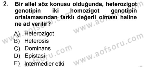 Hayvan Yetiştirme Dersi 2012 - 2013 Yılı (Vize) Ara Sınav Soruları 2. Soru