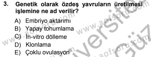 Hayvan Yetiştirme Dersi 2012 - 2013 Yılı (Vize) Ara Sınav Soruları 3. Soru