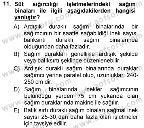 Hayvan Yetiştirme Dersi 2012 - 2013 Yılı (Final) Dönem Sonu Sınav Soruları 11. Soru