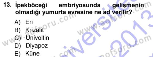 Hayvan Yetiştirme Dersi 2012 - 2013 Yılı (Final) Dönem Sonu Sınav Soruları 13. Soru