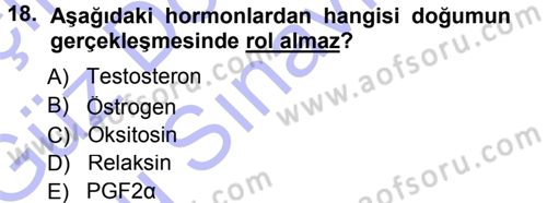 Hayvan Yetiştirme Dersi 2012 - 2013 Yılı (Final) Dönem Sonu Sınav Soruları 18. Soru