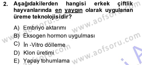 Hayvan Yetiştirme Dersi 2013 - 2014 Yılı (Vize) Ara Sınav Soruları 2. Soru