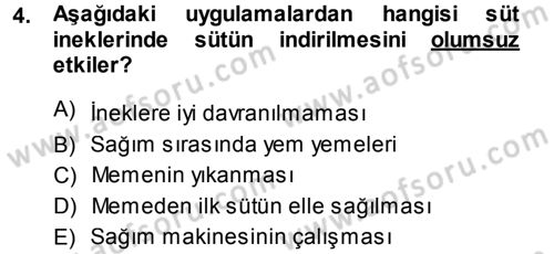 Hayvan Yetiştirme Dersi 2013 - 2014 Yılı (Vize) Ara Sınav Soruları 4. Soru