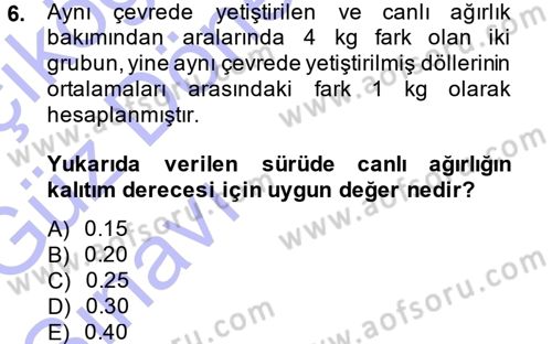 Hayvan Yetiştirme Dersi 2013 - 2014 Yılı (Vize) Ara Sınav Soruları 6. Soru