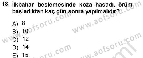 Hayvan Yetiştirme Dersi 2013 - 2014 Yılı Tek Ders Sınav Soruları 18. Soru