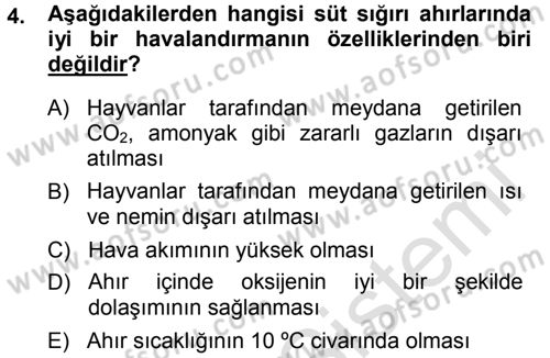 Hayvan Yetiştirme Dersi 2013 - 2014 Yılı Tek Ders Sınav Soruları 4. Soru