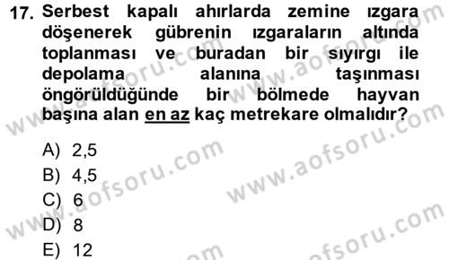 Hayvan Yetiştirme Dersi 2014 - 2015 Yılı (Vize) Ara Sınav Soruları 17. Soru